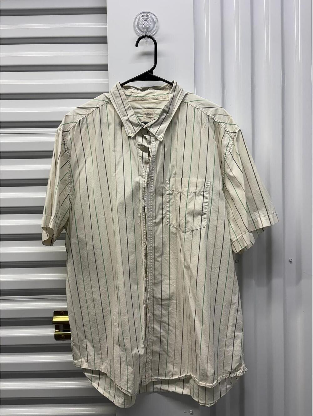 Old Navy Men’s XXL Striped Short Sleeve Button Up Shirt 100% Cotton 2008
